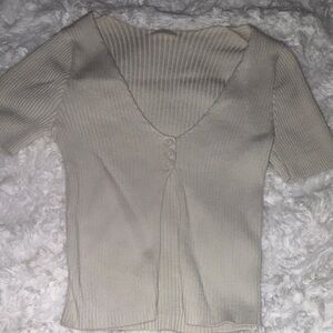 Brandy Melville Beige Ribbed Knit Sweater